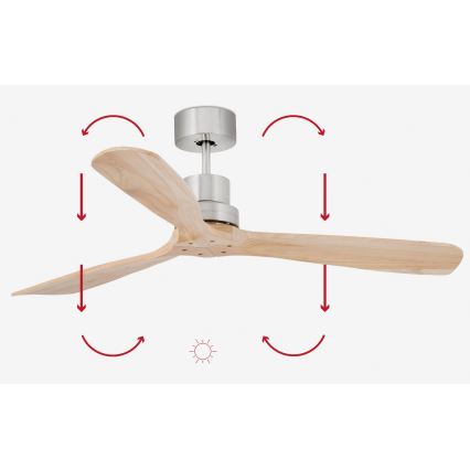 FARO 33373DC - Mennyezeti ventilátor LANTAU fa/matt króm á. 132 cm + távirányítás