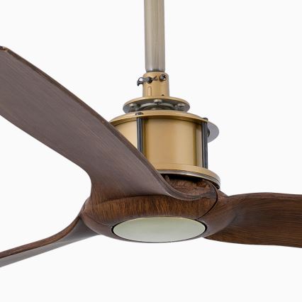 FARO 33398WT - Mennyezeti ventilátor JUST FAN M, átmérő 128 cm, barna/sárgaréz, Wi‑Fi (Tuya) + távirányító