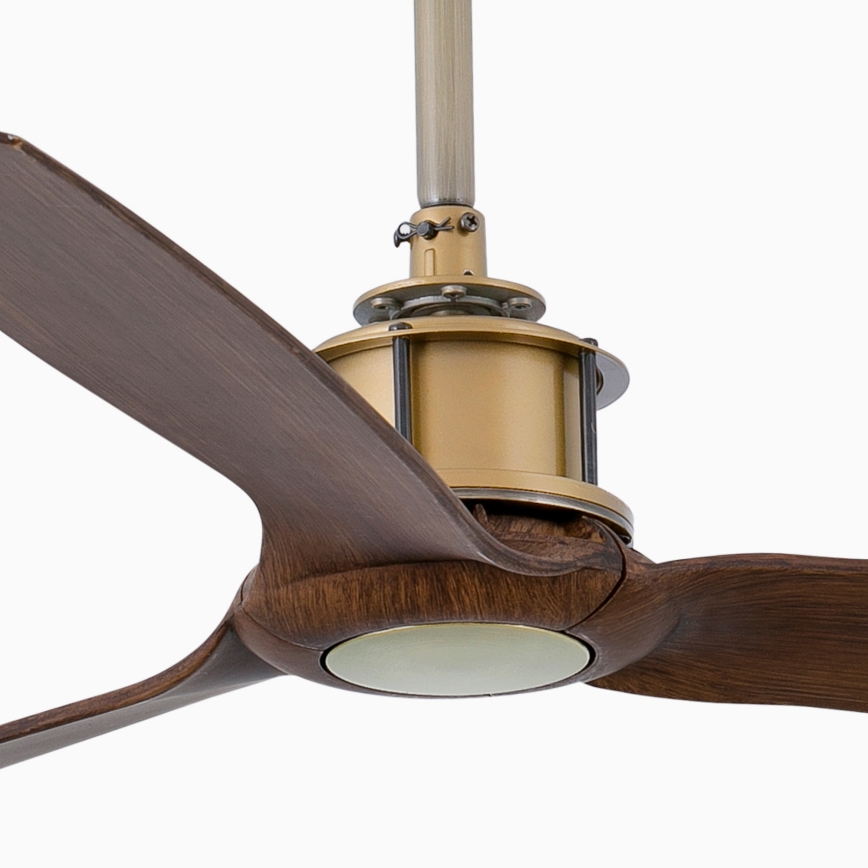 FARO 33398WT - Mennyezeti ventilátor JUST FAN M, átmérő 128 cm, barna/sárgaréz, Wi‑Fi (Tuya) + távirányító