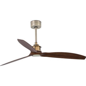 FARO 33398WT - Mennyezeti ventilátor JUST FAN M, átmérő 128 cm, barna/sárgaréz, Wi‑Fi (Tuya) + távirányító
