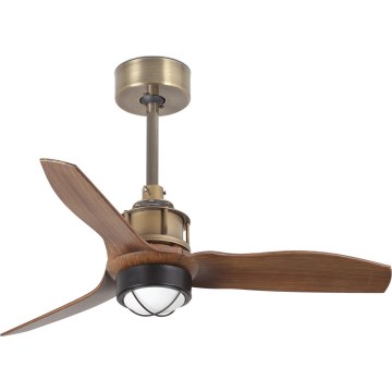 FARO 33428WT1N - JUST FAN S, dimmelhető LED mennyezeti ventilátor, 16W, 230V, Ø 81 cm, barna/sárgaréz, Wi‑Fi (Tuya) + távirányító