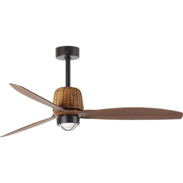 FARO 33435WT1N - LED fényerőszabályozható mennyezeti ventilátor WEAVER M LED/16W/230V átm. 128 cm barna/fekete Wi-Fi Tuya + távirányító