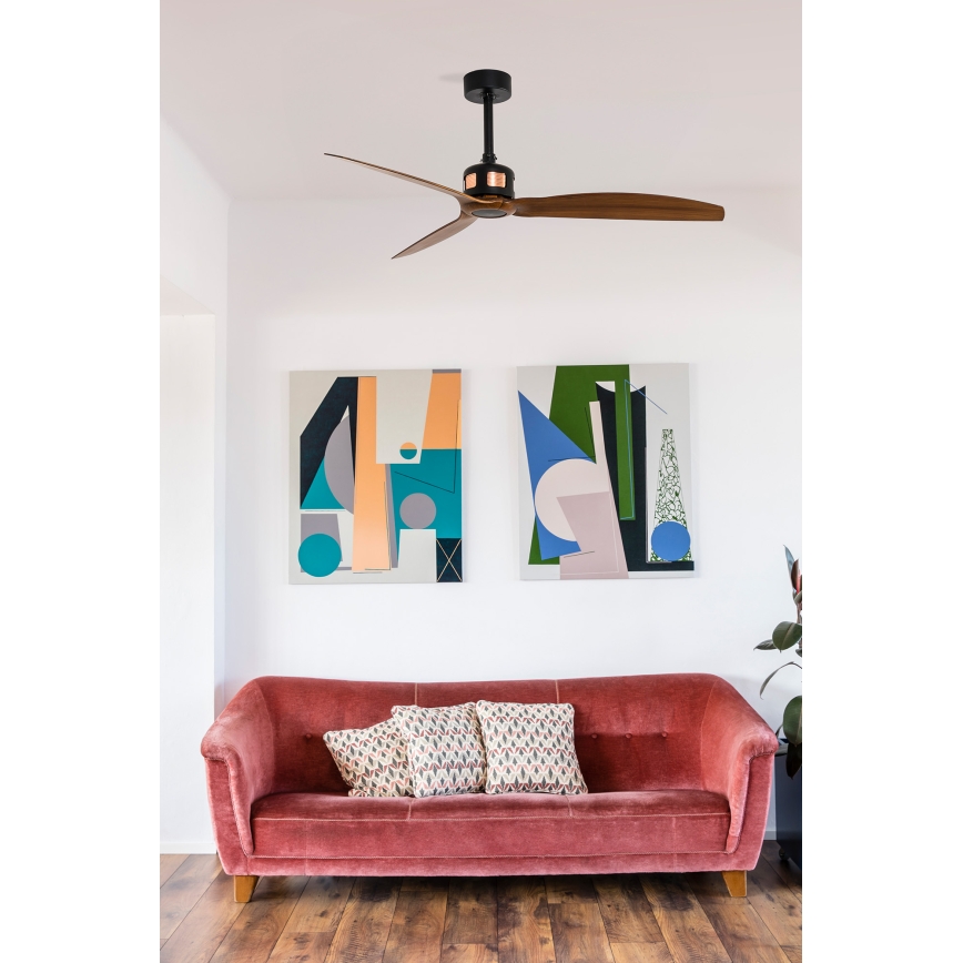 FARO 33451WT - Mennyezeti ventilátor COPPER FAN M, átm. 128 cm, barna/fekete, Tuya Wi‑Fi + távirányító