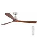 FARO 33464DC - Mennyezeti ventilátor LANTAU XL barna/matt króm átm. 168 cm + távirányítás