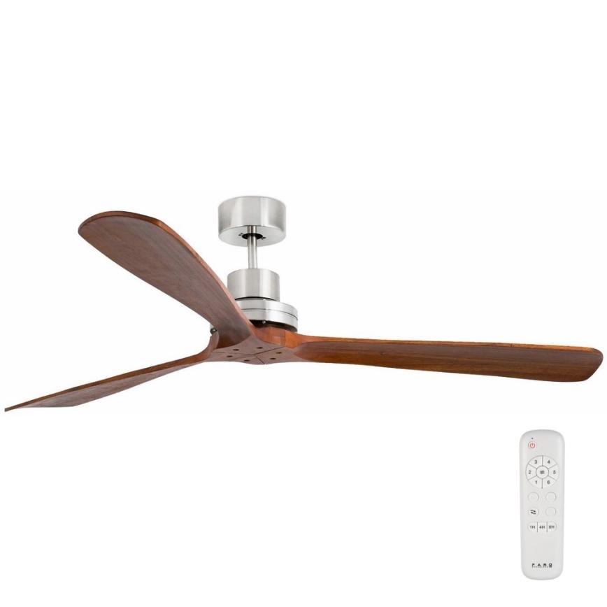 FARO 33464DC - Mennyezeti ventilátor LANTAU XL barna/matt króm átm. 168 cm + távirányítás
