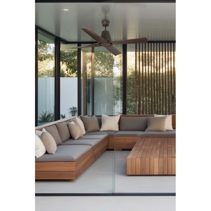 FARO 33490 - Mennyezeti ventilátor TYPHOON IP44 barna + távirányítás