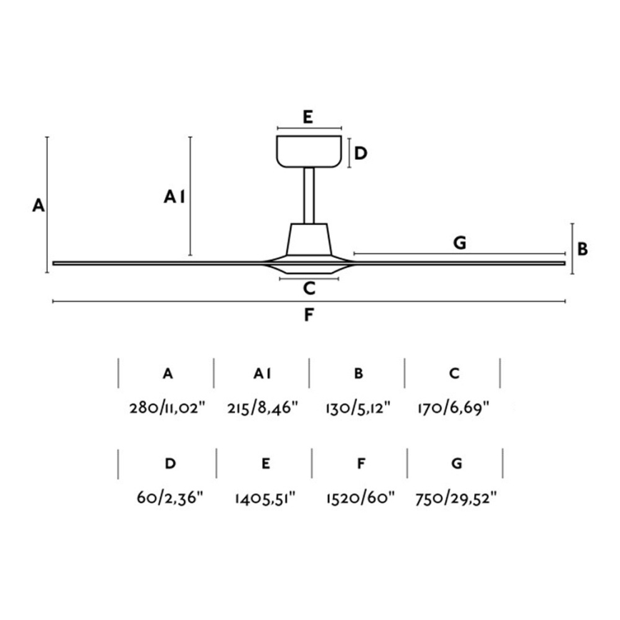FARO 33511 - Mennyezeti ventilátor MOREA á. 152 cm + távirányító