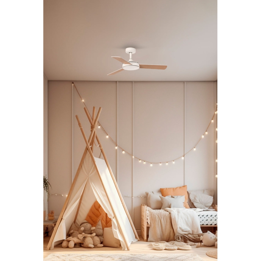 FARO 33603DC - Mennyezeti ventilátor MINI MALLORCA S barna/fehér á. 106 cm + távirányítás