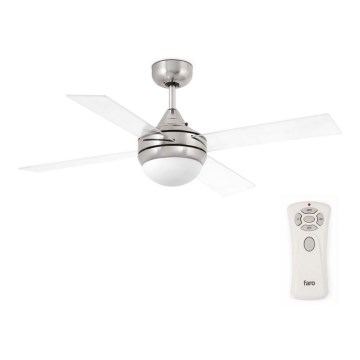 FARO 33696 - Mennyezeti ventilátor MINI ICARIA 2xE14/8W/230V matt króm/átlátszó + távirányítás