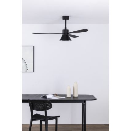 FARO 33761WT-23 - LED dimmelhető mennyezeti ventilátor AMELIA L CONE LED/20W/230V 2700/3500/5000K fekete átm. 132 cm Wi-Fi Tuya + távirányító