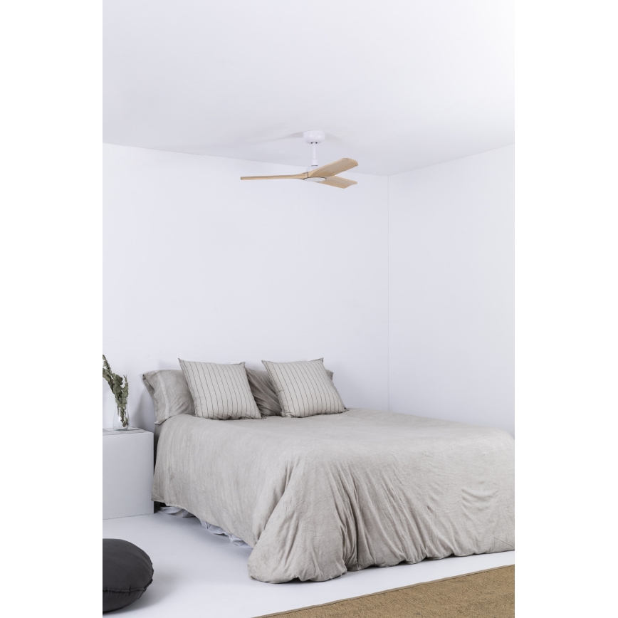 FARO 33805WT - HEYWOOD mennyezeti ventilátor fa/fehér kivitelben, 90 cm átmérő, Wi-Fi Tuya + távirányítóval