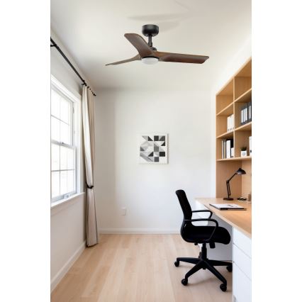 FARO 33806-1TW - LED fényerőszabályozható mennyezeti ventilátor HEYWOOD LED-del/10W/230V 2700/3000/4000K fa/fekete átmérő 90 cm + távirányító