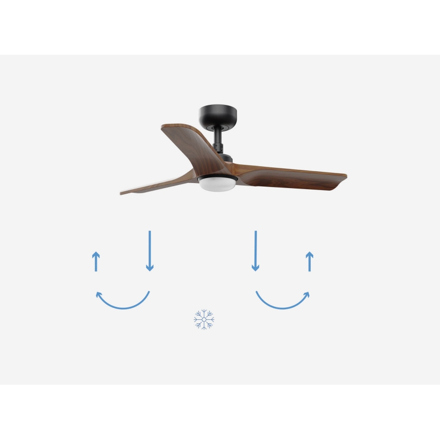 FARO 33806-1TW - LED fényerőszabályozható mennyezeti ventilátor HEYWOOD LED-del/10W/230V 2700/3000/4000K fa/fekete átmérő 90 cm + távirányító