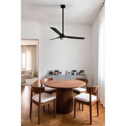 FARO 33815WT1S - LED dimmelhető mennyezeti ventilátor PUNT M LED/18W/230V 2700/3000/4000K Ø 132 cm fekete Tuya Wi‑Fi + távirányító