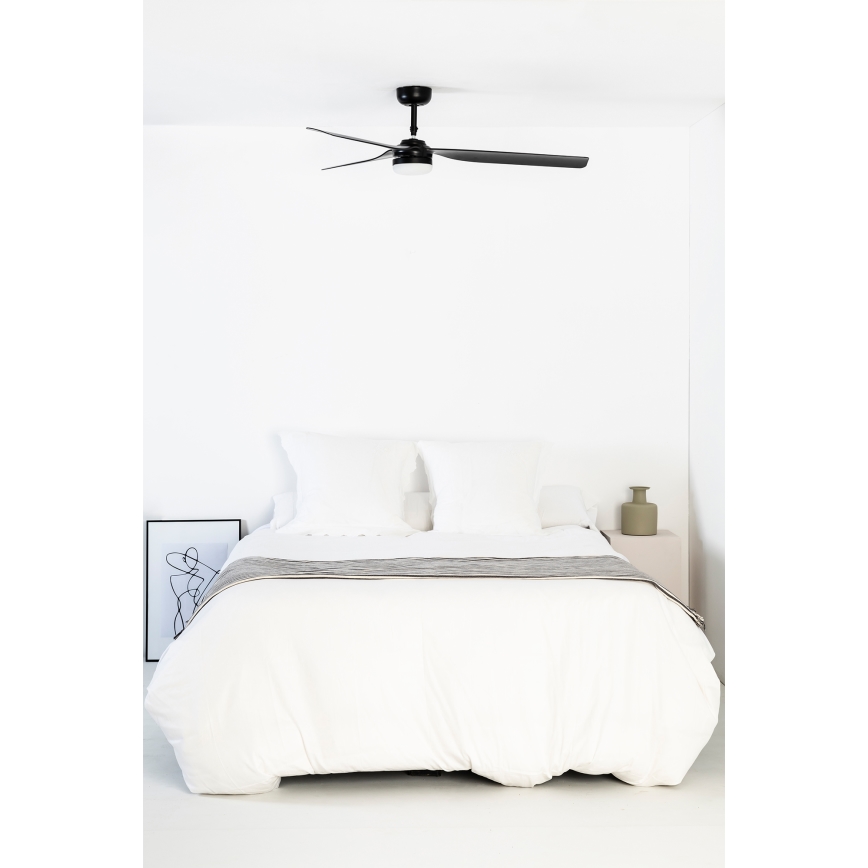 FARO 33815WT1S - LED dimmelhető mennyezeti ventilátor PUNT M LED/18W/230V 2700/3000/4000K Ø 132 cm fekete Tuya Wi‑Fi + távirányító