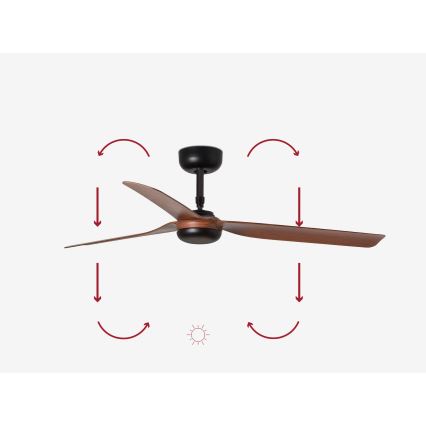 FARO 33817 - Mennyezeti ventilátor PUNT barna/fekete á. 130 cm + távirányítás