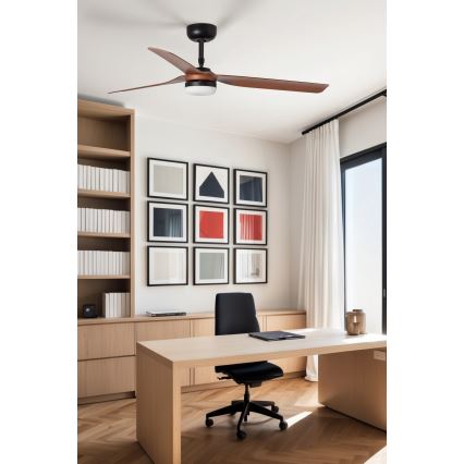 FARO 33817WT-21 - LED Dimmelhető mennyezeti ventilátor PUNT M LED/18W/230V barna/fekete átm. 132 cm Wi-Fi Tuya + távirányítás