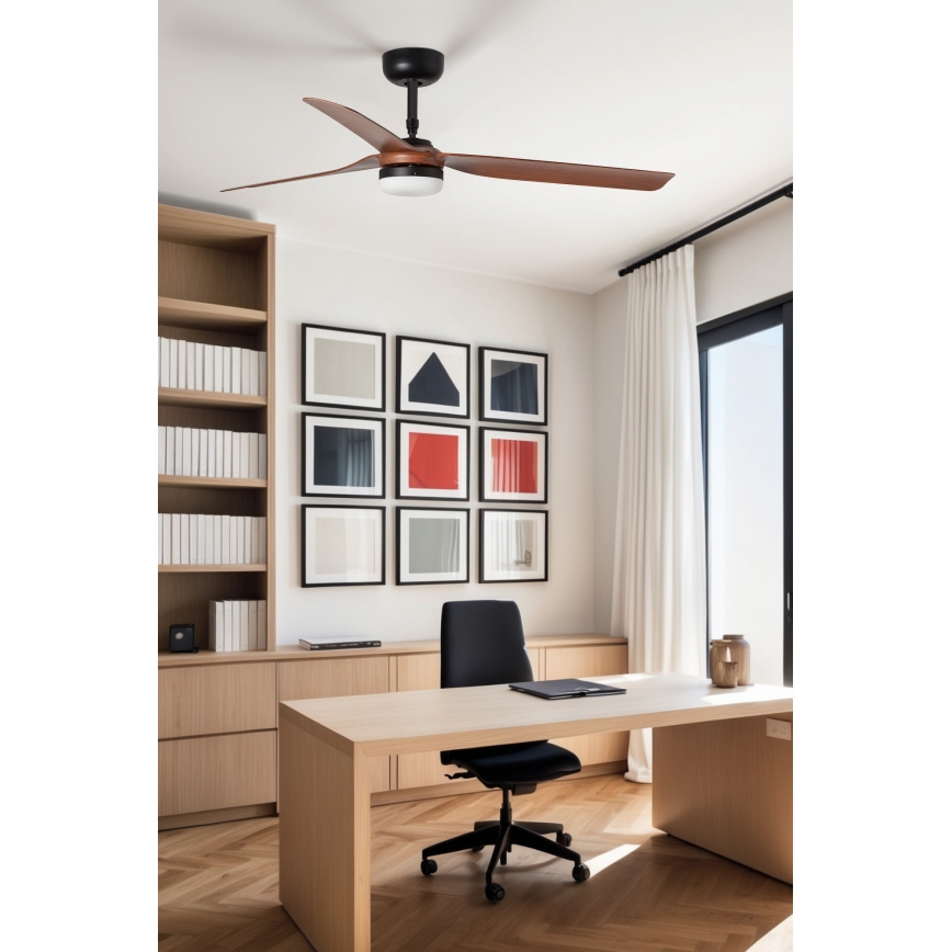 FARO 33817WT-21 - LED-dimmelhető mennyezeti ventilátor PUNT M LED/18W/230V barna/fekete átm. 132 cm Wi-Fi Tuya + távirányító