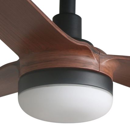 FARO 33817WT1S - LED dimmelhető mennyezeti ventilátor PUNT M LED/18W/230V 2700/3000/4000K átmérő 132 cm barna/fekete Wi-Fi Tuya + távirányító