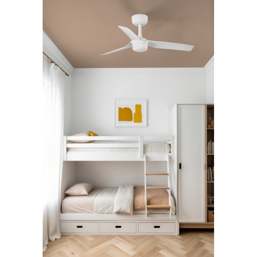FARO 33820WT-1TW - LED-fényerőszabályozható mennyezeti ventilátor MINI PUNT S LED/10W/230V 2700/3000/4000K fehér átm. 90 cm Wi-Fi Tuya + távirányító