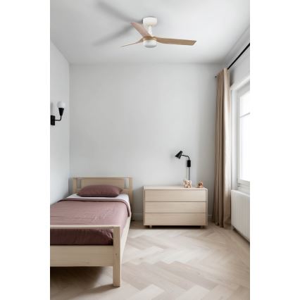 FARO 33821-1TW - Dimmelhető LED mennyezeti ventilátor MINI PUNT LED-del/10W 2700/3000/4000K fa/fehér Ø 90 cm + távirányító