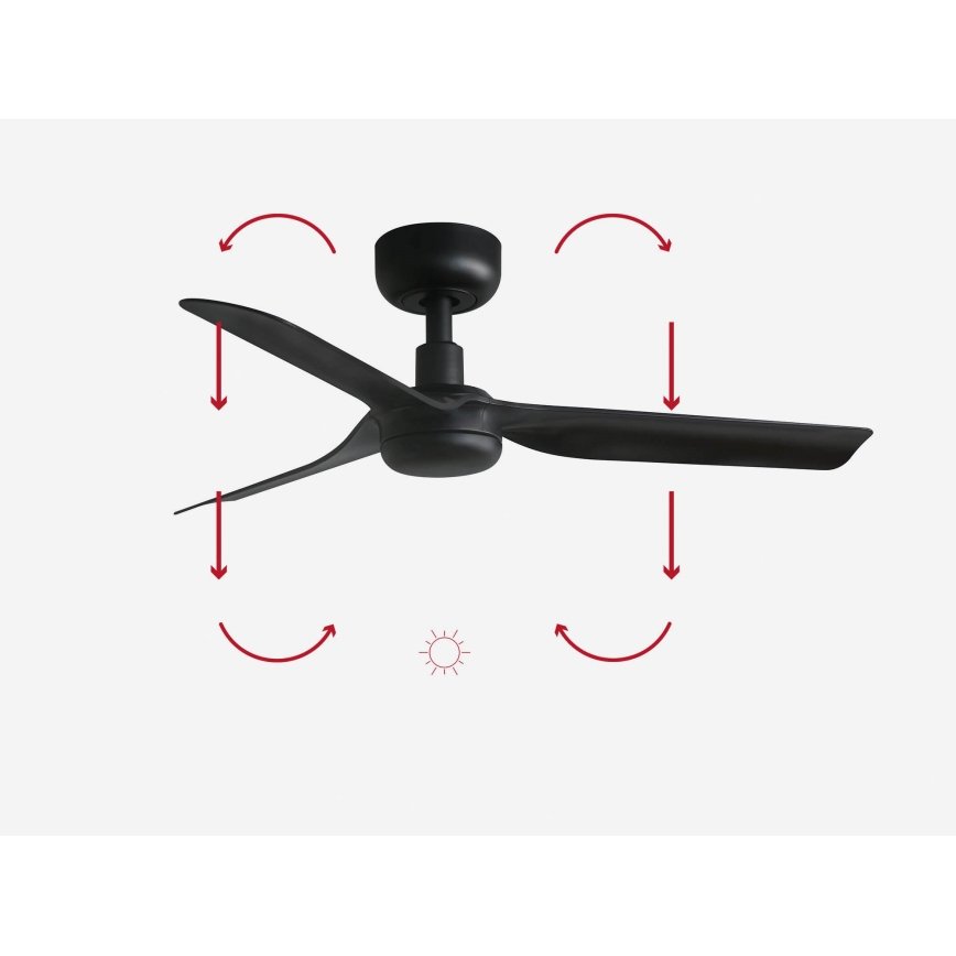 FARO 33822 - Mennyezeti ventilátor MINI PUNT S fekete átm. 90 cm + távirányítás