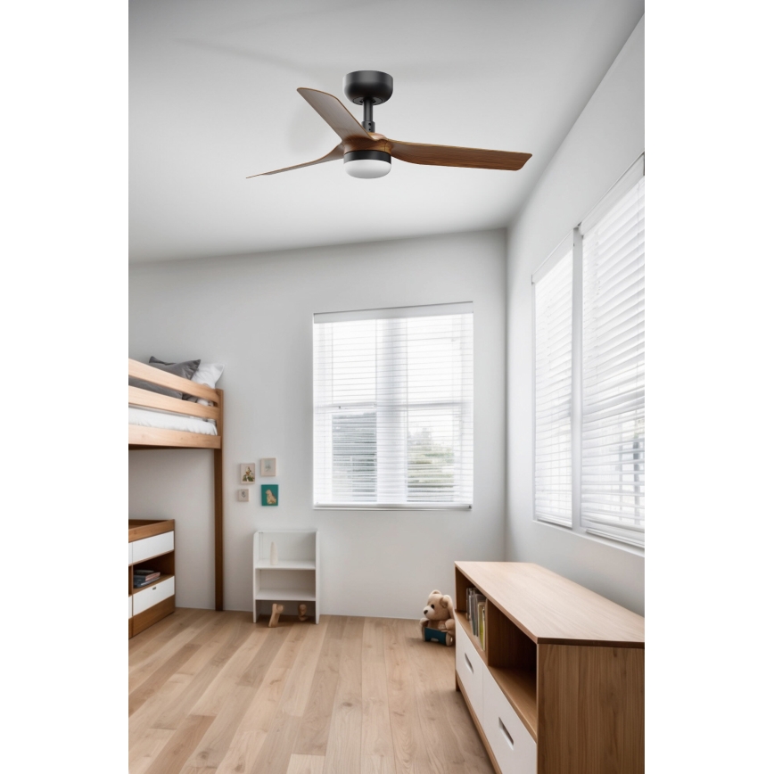 FARO 33823WT-1TW - LED Dimmelhető mennyezeti ventilátor MINI PUNT S LED/10W/230V 2700/4000/6000K barna/fekete átm. 90 cm Wi-Fi Tuya + távirányítás