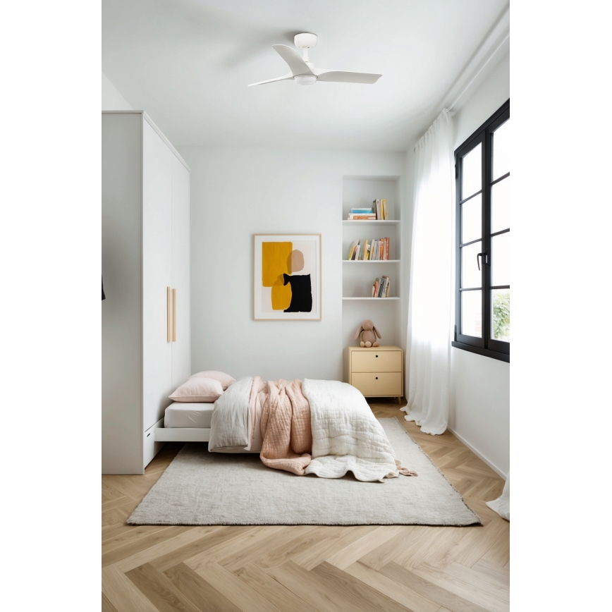 FARO 33824-1TW - LED fényerőszabályozható mennyezeti ventilátor HEY S LED/10W/230V 2700/3000/4000K fehér átm. 90 cm + távirányító