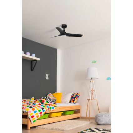 FARO 33825-1TW - LED fényerőszabályozható mennyezeti ventilátor HEY S LED/10W/230V 2700/3000/4000K fekete, átmérő 90 cm + távirányító
