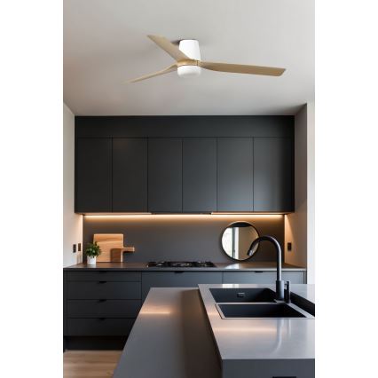 FARO 33829-1TW - LED dimmelhető mennyezeti ventilátor PUNT TUB M LED/18W/230V 2700/3000/4000K átm. 130 cm fehér/barna+ távirányító