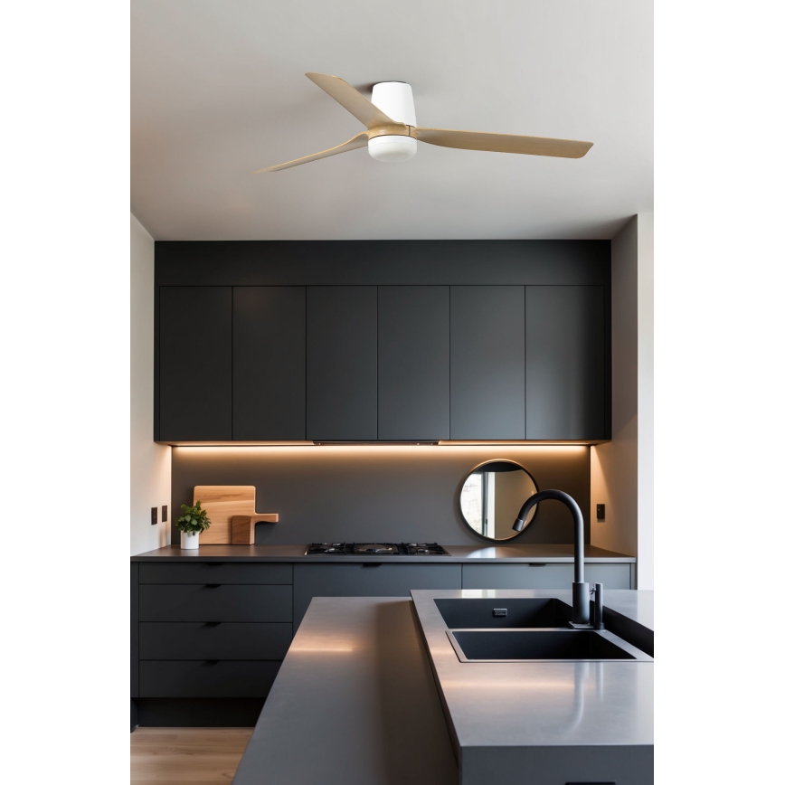FARO 33829-1TW - LED dimmelhető mennyezeti ventilátor PUNT TUB M LED/18W/230V 2700/3000/4000K átm. 130 cm fehér/barna+ távirányító