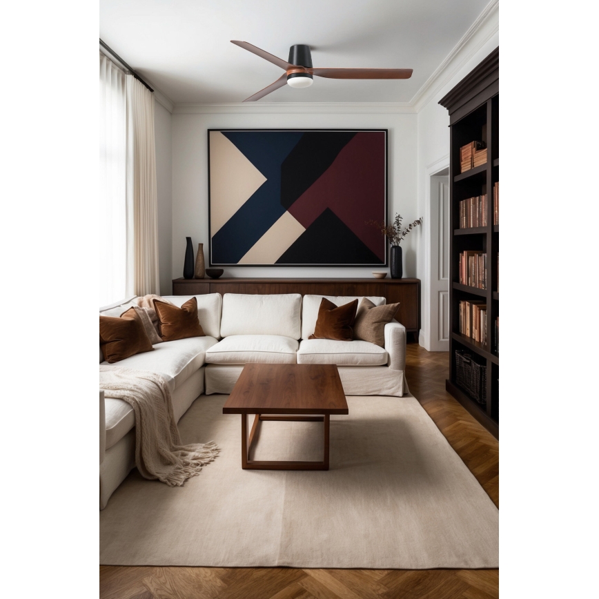 FARO 33831-1TW - LED dimmelhető mennyezeti ventilátor PUNT TUB M LED/18W/230V 2700/3000/4000K Ø 130 cm barna/fekete + távirányító