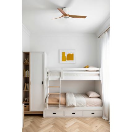 FARO 33833WT - Mennyezeti ventilátor MINI PUNT TUB S barna/fehér átm. 90 cm Wi-Fi Tuya + távirányítás