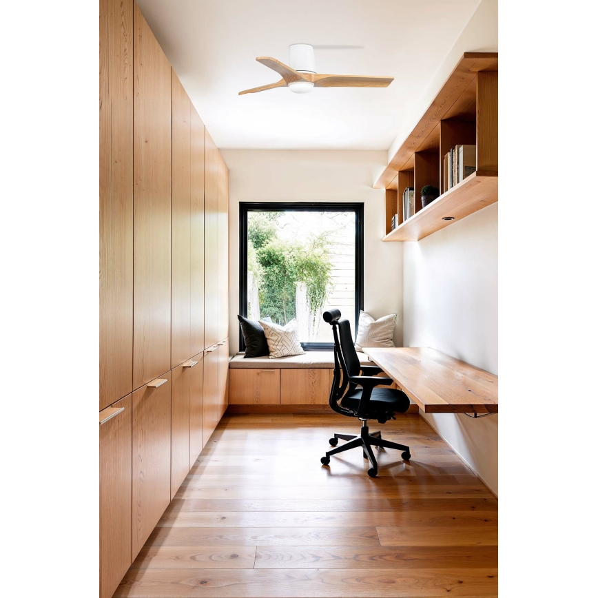 FARO 33836-1TW - Dimmelhető LED mennyezeti ventilátor HEYWOOD TUB S LED/10W/230V 2700/3000/4000K fenyő/fehér átm. 90 cm + távirányító