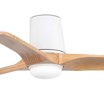FARO 33836WT-1TW - LED-fényerőszabályozható mennyezeti ventilátor HEYWOOD TUB S LED/10W/230V 2700/3000/4000K fenyő/fehér átm. 90 cm Wi‑Fi Tuya + távirányító