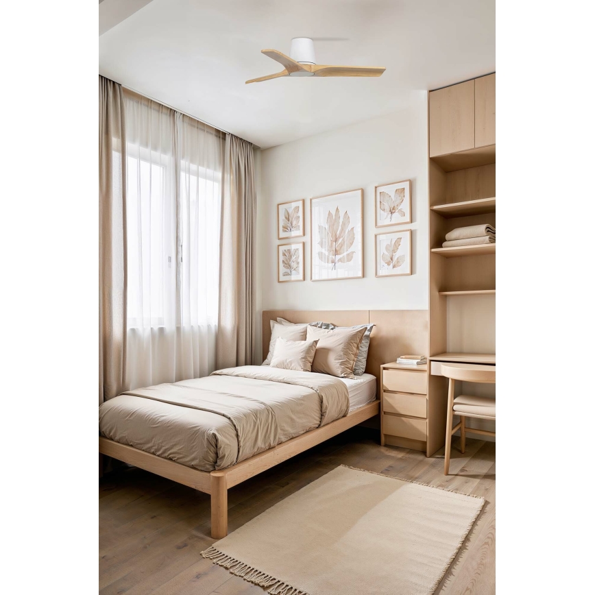 FARO 33836WT - Mennyezeti ventilátor HEYWOOD TUB fenyő/fehér átmérő 90 cm Wi-Fi Tuya + távirányító