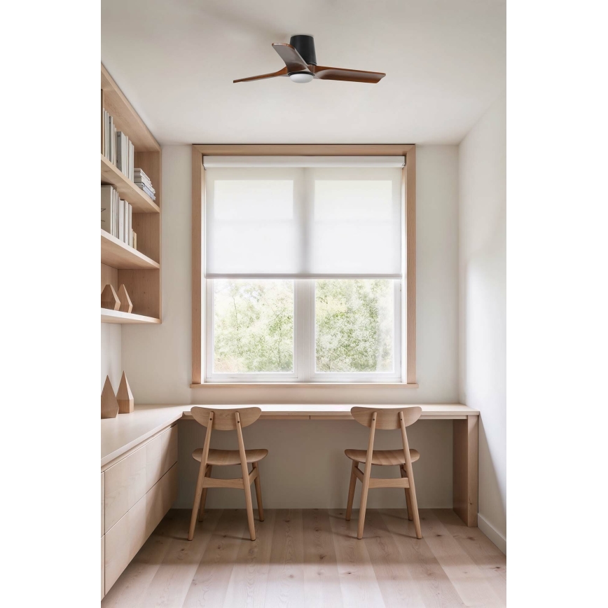 FARO 33837-1TW - LED dimmelhető mennyezeti ventilátor HEYWOOD TUB S LED/10W/230V 2700/4000/6000K fenyő/fekete átmérő 90 cm + távirányító