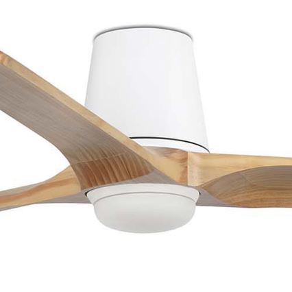 FARO 33838WT-1TW - LED dimmelhető mennyezeti ventilátor HEYWOOD TUB L LED/10 W/230 V 2700/3000/4000 K fenyő/fehér átm. 132 cm Tuya Wi‑Fi + távirányító