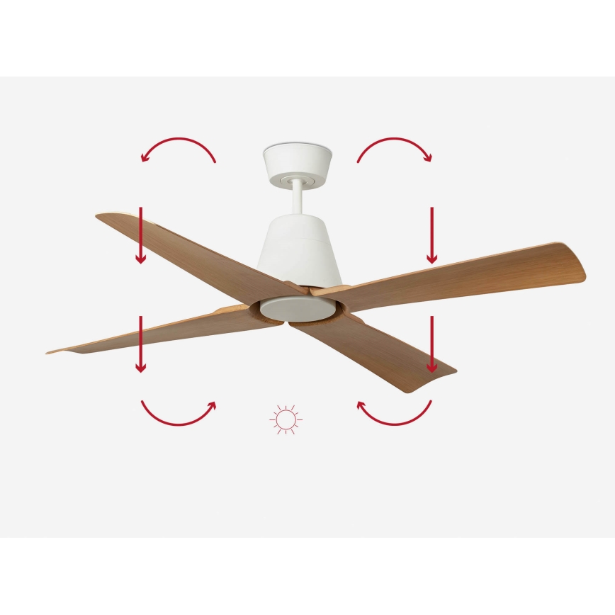 FARO 34105 - Mennyezeti ventilátor TYPHOON M barna/fehér á. 130 cm IP44 + távirányítás
