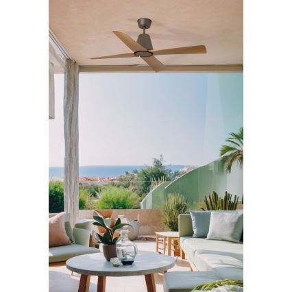 FARO 34106 - Mennyezeti ventilátor TYPHOON M barna á. 130 cm IP44 + távirányítás