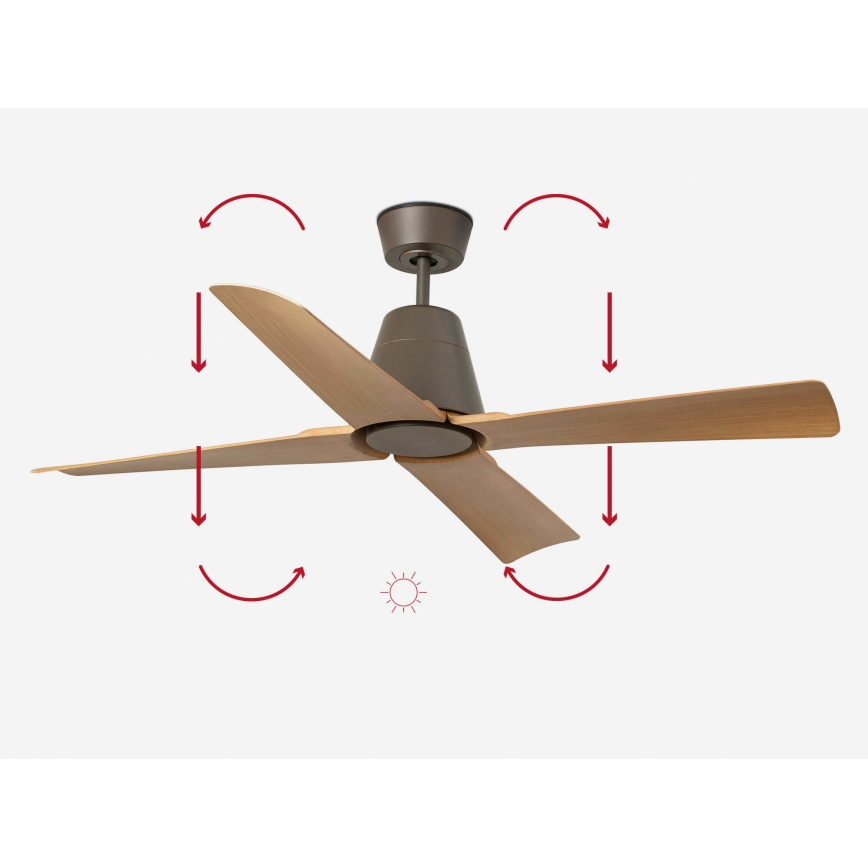 FARO 34106 - Mennyezeti ventilátor TYPHOON M barna á. 130 cm IP44 + távirányítás