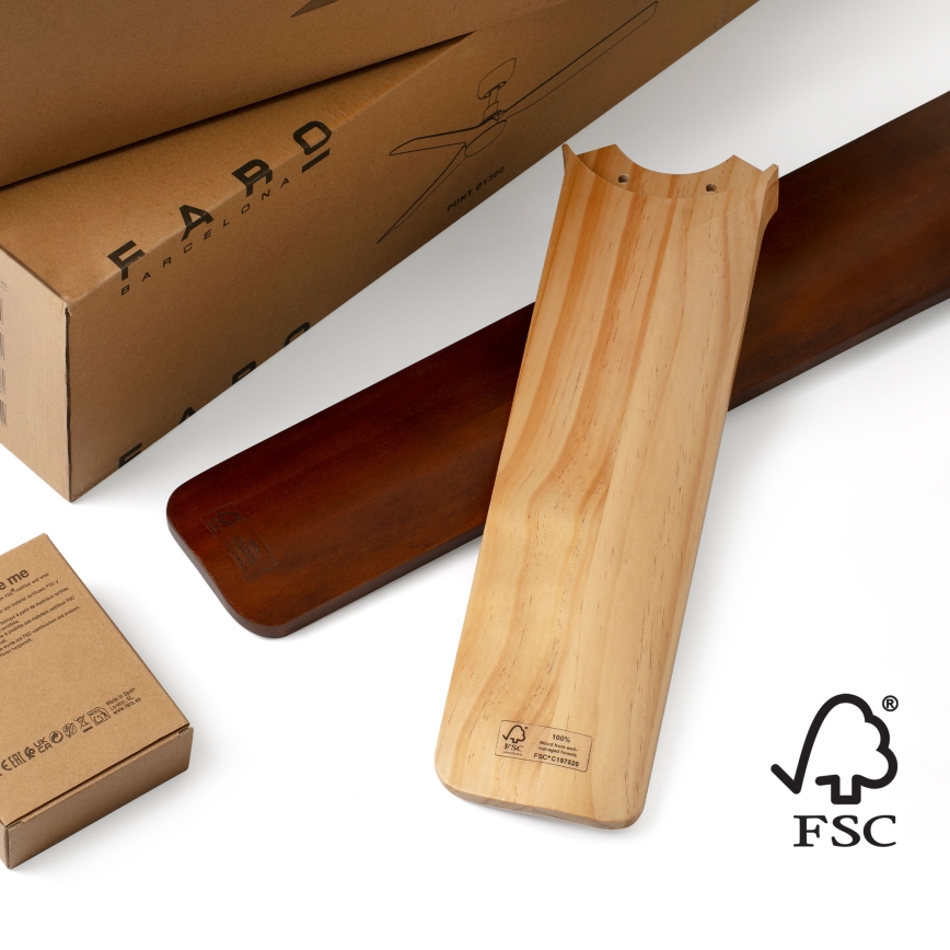 FARO 34190WT - BIGWOOD XL mennyezeti ventilátor fenyő/fekete átmérő 200 cm Wi-Fi Tuya + távirányító