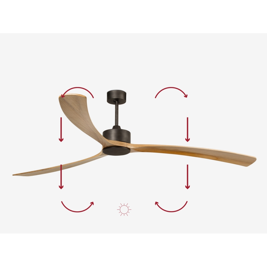 FARO 34200WPA - KAUAI XXL mennyezeti ventilátor fa/fekete átmérő 240 cm SMART + távirányító