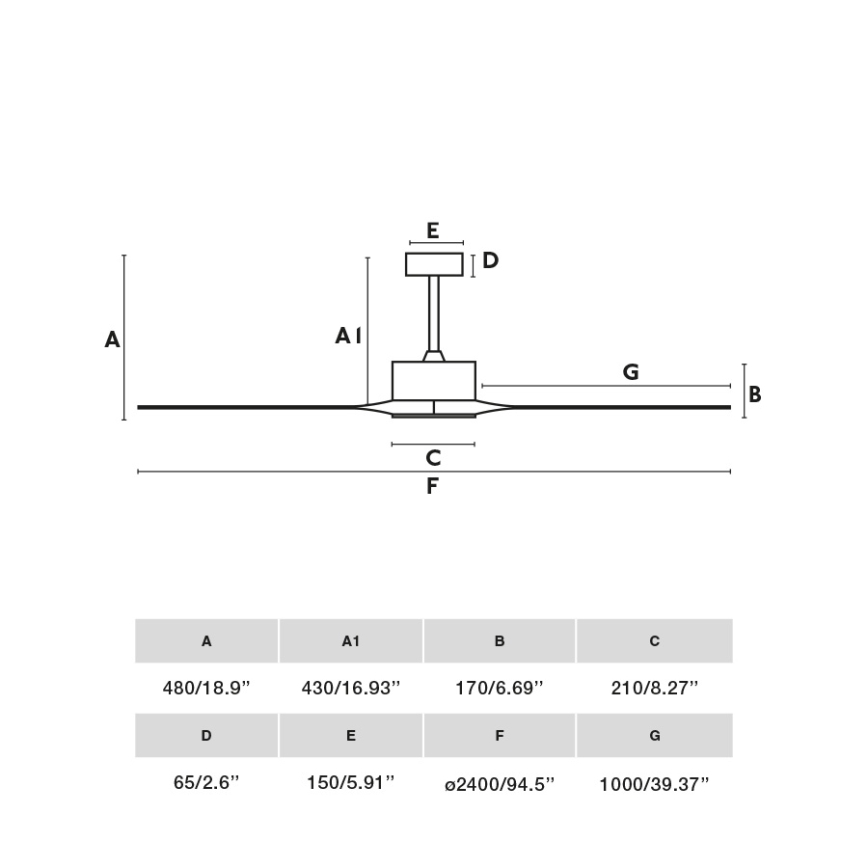 FARO 34200WPA - KAUAI XXL mennyezeti ventilátor fa/fekete átmérő 240 cm SMART + távirányító