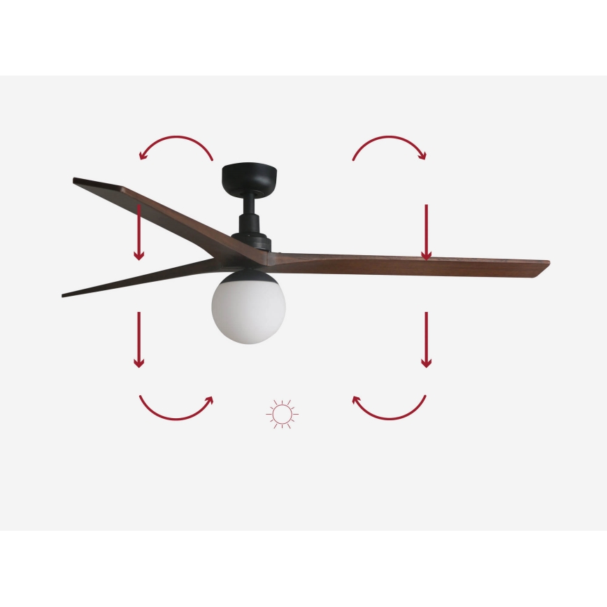 FARO 34276-11L - Mennyezeti ventilátor KLIM L 1xE27/15W/230V dió/fekete átm. 150 cm + távirányítás