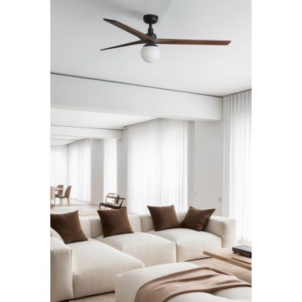 FARO 34276WT-11L - KLIM L mennyezeti ventilátor 1xE27/15W/230V dió/fekete átmérő 150 cm Wi-Fi Tuya + távirányító