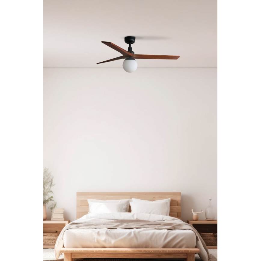 FARO 34277-11L - Mennyezeti ventilátor KLIM M 1xE27/15W/230V dió/fekete átm. 125 cm + távirányítás