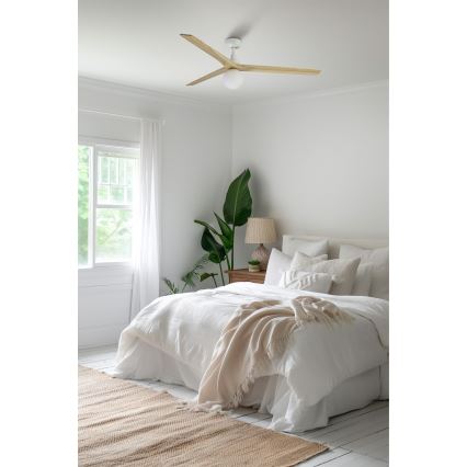 FARO 34279-11L - Mennyezeti ventilátor KLIM L 1xE27/15W/230V tölgy/fehér átm. 150 cm + távirányítás