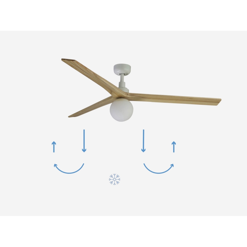 FARO 34279-11L - Mennyezeti ventilátor KLIM L 1xE27/15W/230V tölgy/fehér átm. 150 cm + távirányítás