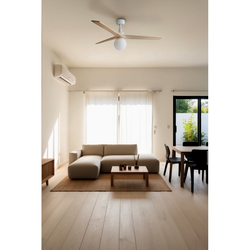 FARO 34280-11L - Mennyezeti ventilátor KLIM M 1xE27/15W/230V fenyő/fehér átm. 125 cm + távirányítás